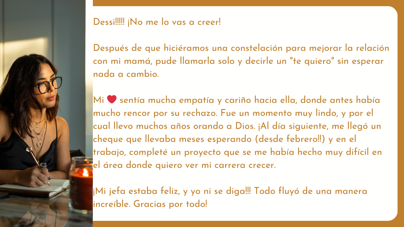 Hola Dessiree✨ ¡Las sesiones con Dessiree son extraordinarias y de muy alto valor! Las recomiendo 100%.👏 ¡A mí me han cambiado la vida por completo! Desde mi primera sesión, he podido experimenta (6)
